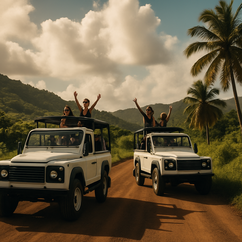 Teamwork Activities for Couples on a Jeep Safari in Martinique